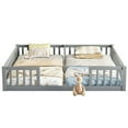 thumbnail image 6 of Mirightone Floor Bed for 2 , Wooden Double Twin Bed for Two , Box Spring Needed,Montessori Bed Frame with Fence Railings,&nbsp;Grey, 6 of 9