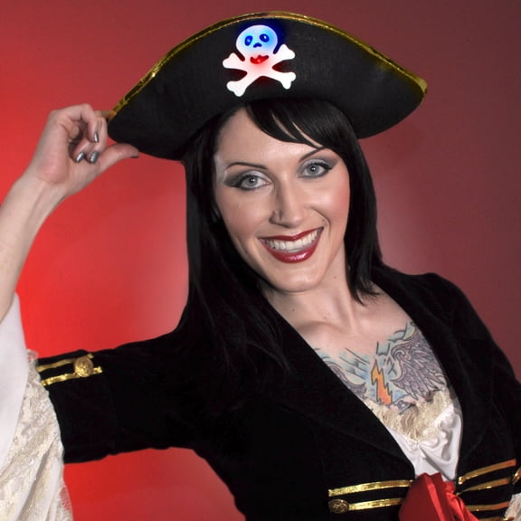 FlashingBlinkyLights Light Up Pirate Hat with Flashing LED Skull & Crossbones