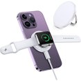 thumbnail image 1 of wonima44 Magnetic Wireless Charger, Fast Mag-Safe Charger 3 in 1 Charging Station Compatible with iPhone 15/14/13/12 Series, iWatch Ultra/SE/9/8/7/6/5/4/3/2 AirPods, Travel Charger Pad (Plug to Use), 1 of 1