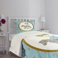 thumbnail image 5 of Ambesonne Blue Quilted Bedspread Set 2 Pcs, Cartoon Horse Fleur De Lis, Twin Size, Multicolor, 5 of 6
