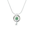 thumbnail image 2 of Delight Jewelry Silvertone Translucent Green Lucky Four Leaf Clover Key Hero Ring Charm Necklace, 18", 2 of 4