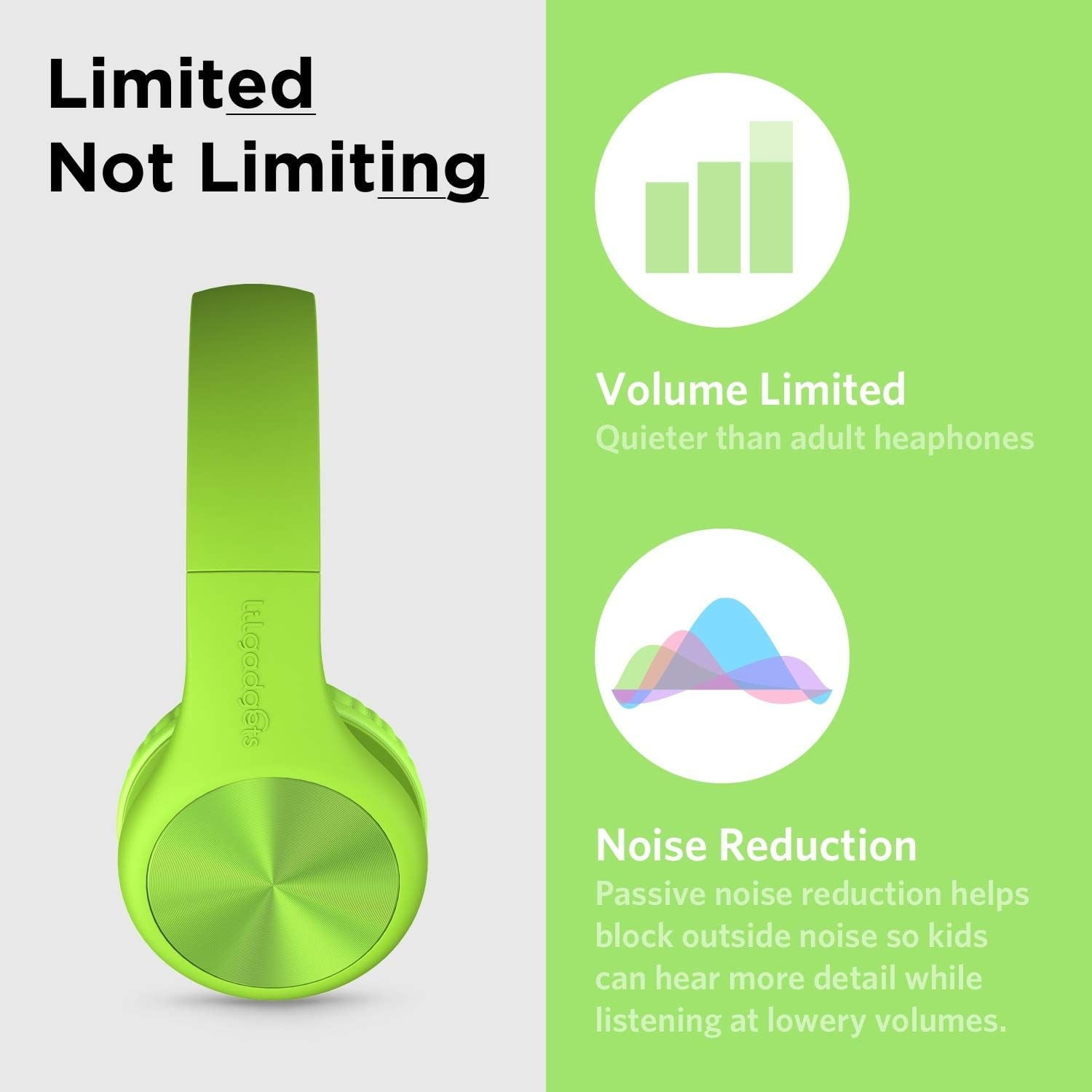 LilGadgets Kid's Foldable Wired Over-Ear Headphones, Green