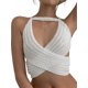 thumbnail image 3 of VISgogo Tops cortos para mujer, cuello halter, sin mangas, cruzado, cruzado, de color sólido, de punto, camiseta delgada para damas VISgogo moda, 3 of 9