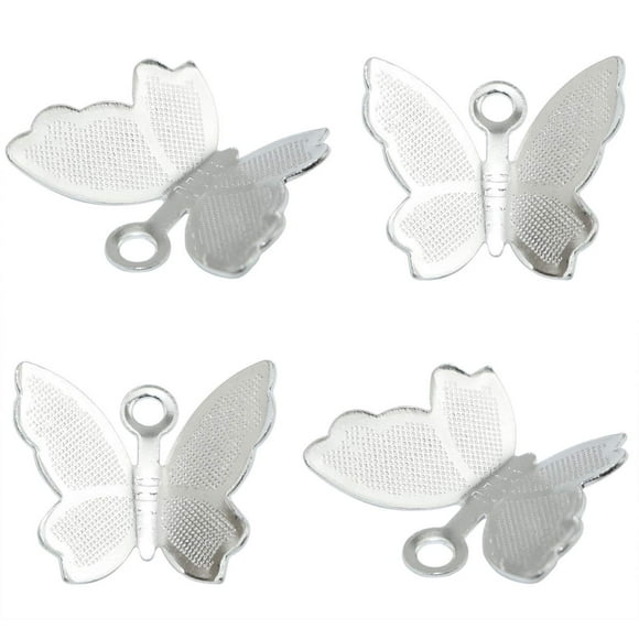 Lind Kitchen 100 Pcs Mini Breloques Papillon Métal Petit Breloques Papillon Fournitures 13x11mm pour Bricolage Fabrication de Bijoux Accessoires (Argent)