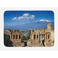 thumbnail image 1 of Sicily Bath Mat, Ruins of the Greek Roman Theater with Etna Erupting Landscape Photo Travel Europe, Plush Bathroom Decor Mat with Non Slip Backing, 29.5" X 17.5", Multicolor, by Ambesonne, 1 of 2