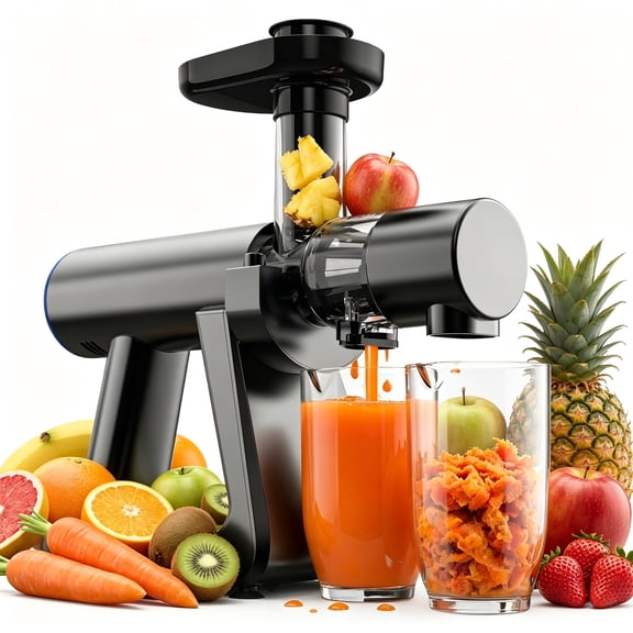NICWIN Masticating Cold Press Juicer Machine, Slow Juice Extractor with Upgraded Fine Filter for Vegetables and Fruits, High Juice Yield & Easy to Clean, Gray