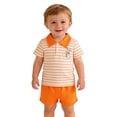 thumbnail image 1 of Odeerbi Niños 2 Piezas Preppy Vestido Conejo Impresión Rayas Tenis Camisa de Golf y Pantalones Cortos Conjunto de Uniforme Escolar, 1 of 9