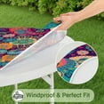 thumbnail image 5 of Fitted Tablecloth Bohemian Ethnic Floral Retro Boho chic, Waterproof Elastic Fitted Vinyl, Backed for Dining and Camping, 5 of 7