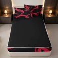thumbnail image 4 of Erosebridal Geometric Circle Zipper Queen Comforter Set with Fitted Sheet and 2 Pillowcases, Abstract Swirl Line Zipper Bedding Set, Red Black, Black Reversible, 4 of 7