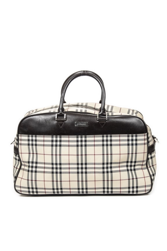 Pre-Owned Burberry Beige/Dark Brown Travel Boston Shoulder Bag Nova Check Canvas