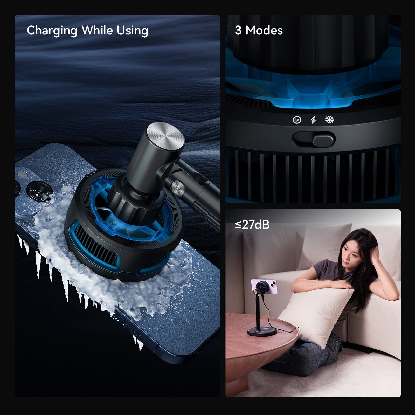 Ulanzi SK-10 Wireless Charging Stand with Built-In Cooling Fan 18W Fast Charger with Height Adjustable Arm & 360° Rotation for iPhone 15/14/13/12 Series, MagSafe Compatible