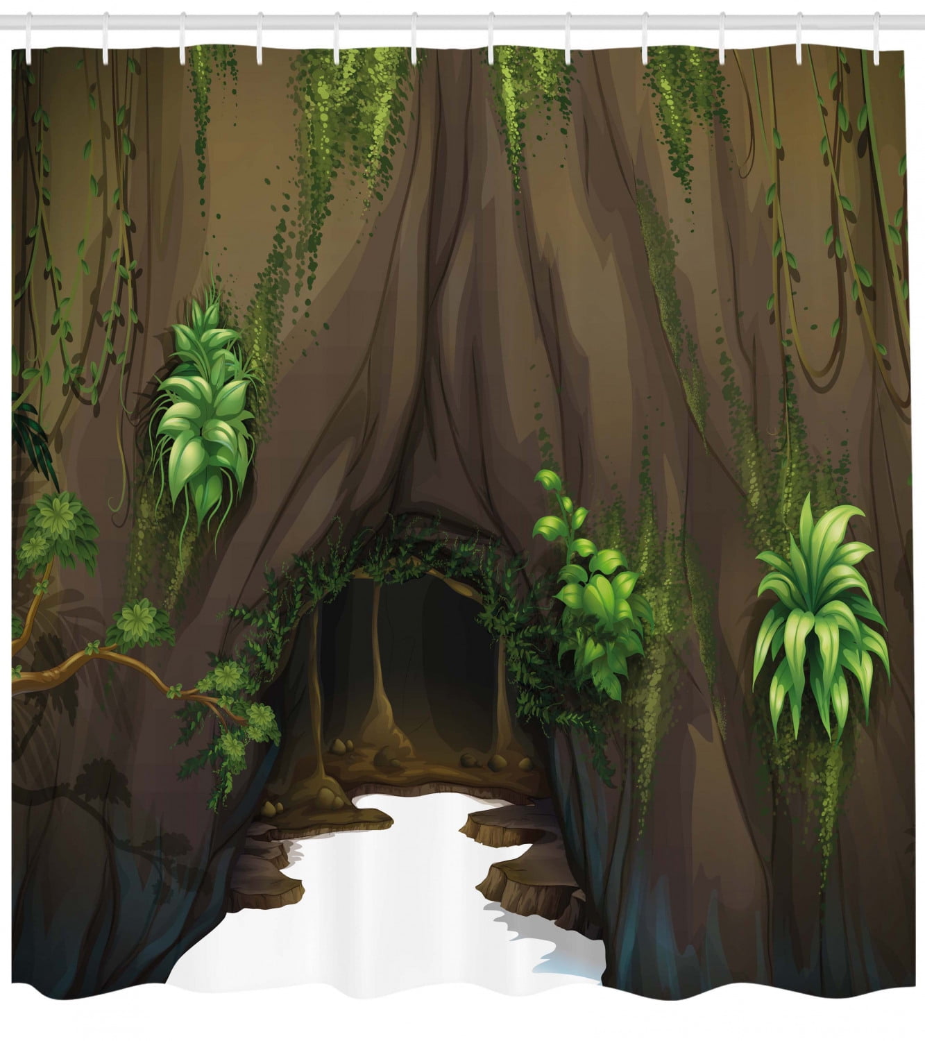 Nature Shower Curtain Tree Cave Surrounded With Moss Woodland