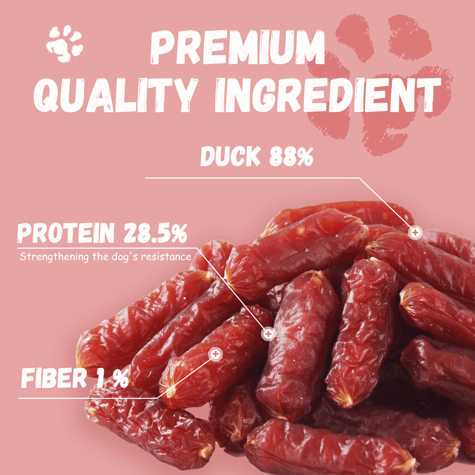 (3 pack) Pawmate Duck Sausage Dog Treats, Freshly Made with Real Duck for All Dogs, 11oz