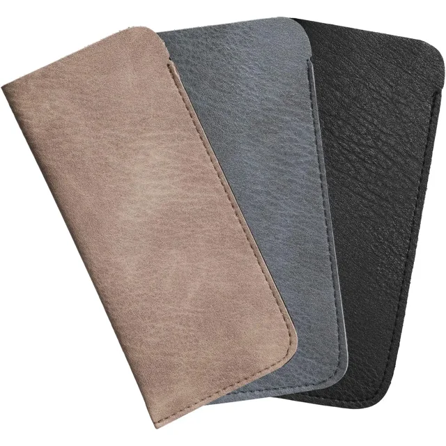 Estuche suave para anteojos de 3 piezas, estuche de cuero PU para anteojos, bolsa de lectura para mujeres, hombres y niños kaili Sencillez