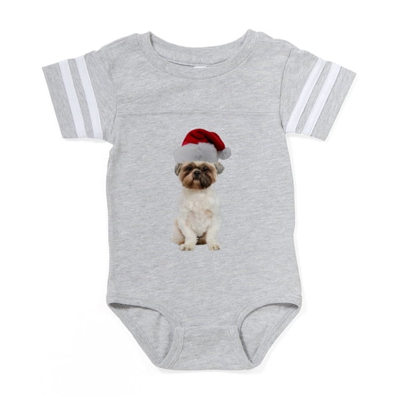 CafePress - FIN Lhasa Apso Santa - Cute Infant Baby Football Bodysuit