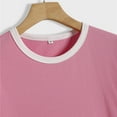 thumbnail image 7 of Delayuji T Shirt Blouse Short Print Sleeve O Neck Loose Fashion Pullover Casual Women Top Women's Blouse Pink M Polyester-Cotton Blend Short Sleeve Shirts for Women, 7 of 7