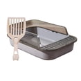 thumbnail image 1 of Caja de arena para gatos, caja de arena para gatos, caja de arena para gatos semicerrada grande con lado alto, duradera, parte abierta, para Claro y gris, 1 of 8