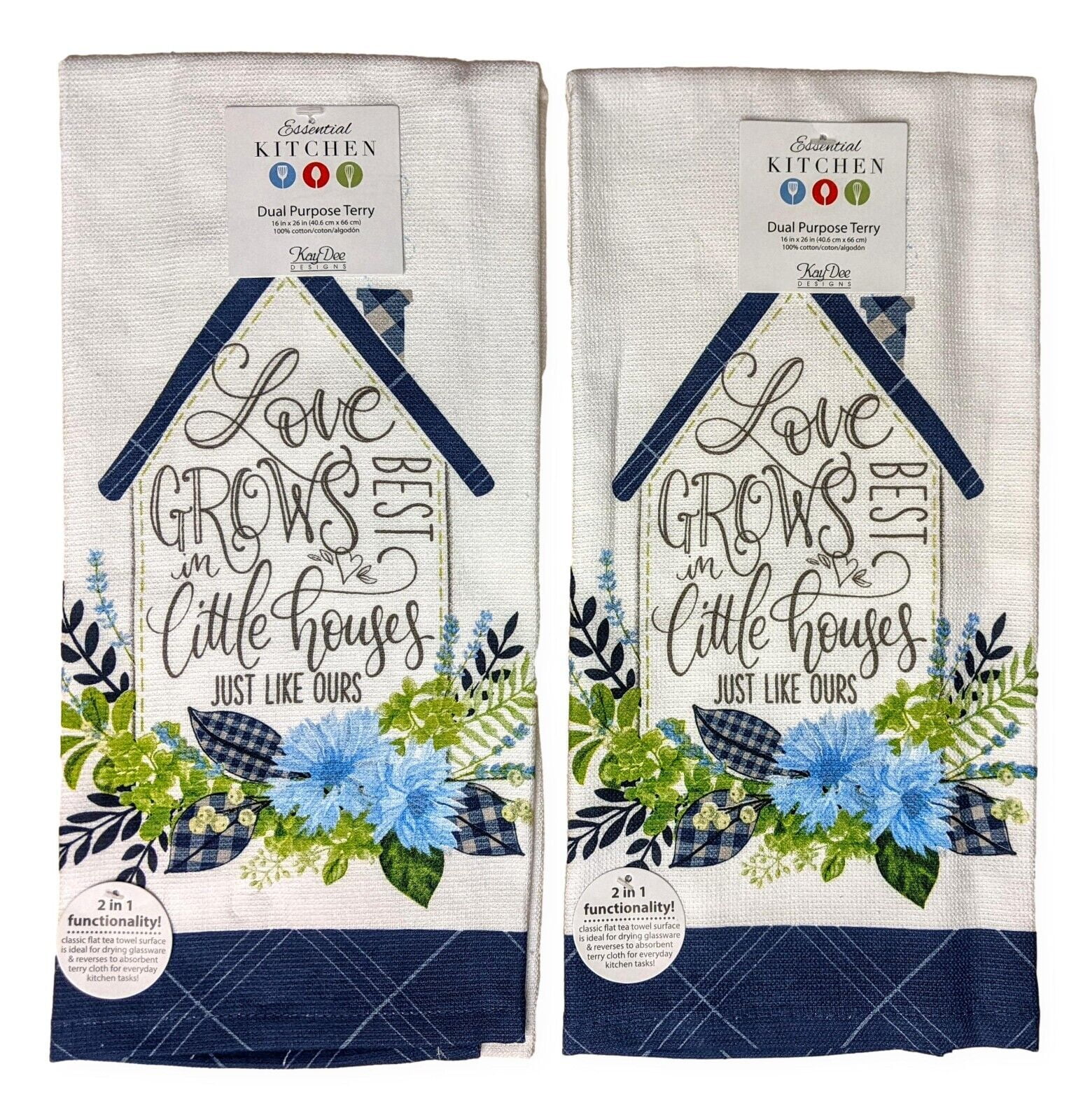 Kay Dee Designs Bless Our Nest Floral Farmhouse Kitchen Towels, Bundle of 2