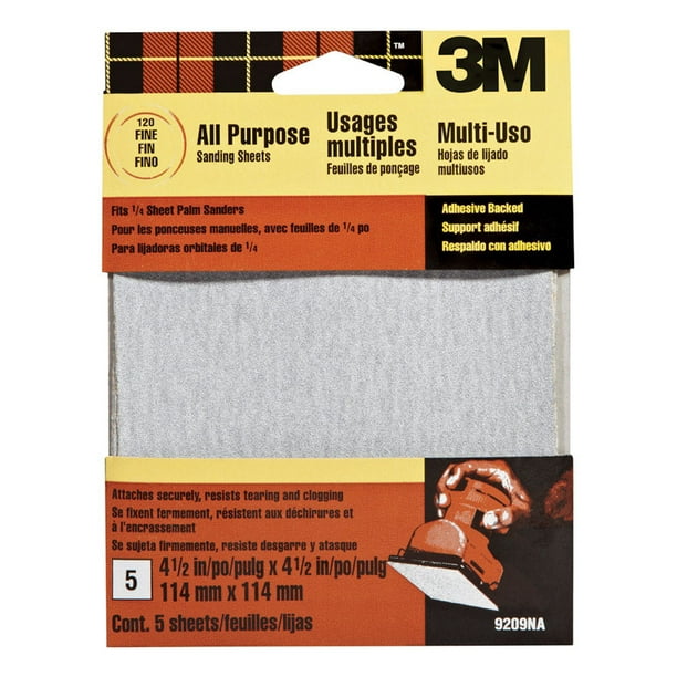 3m Adhesive Backed Sandpaper For Palm Sanders 120 Grit Fine 41/2 " X 4
