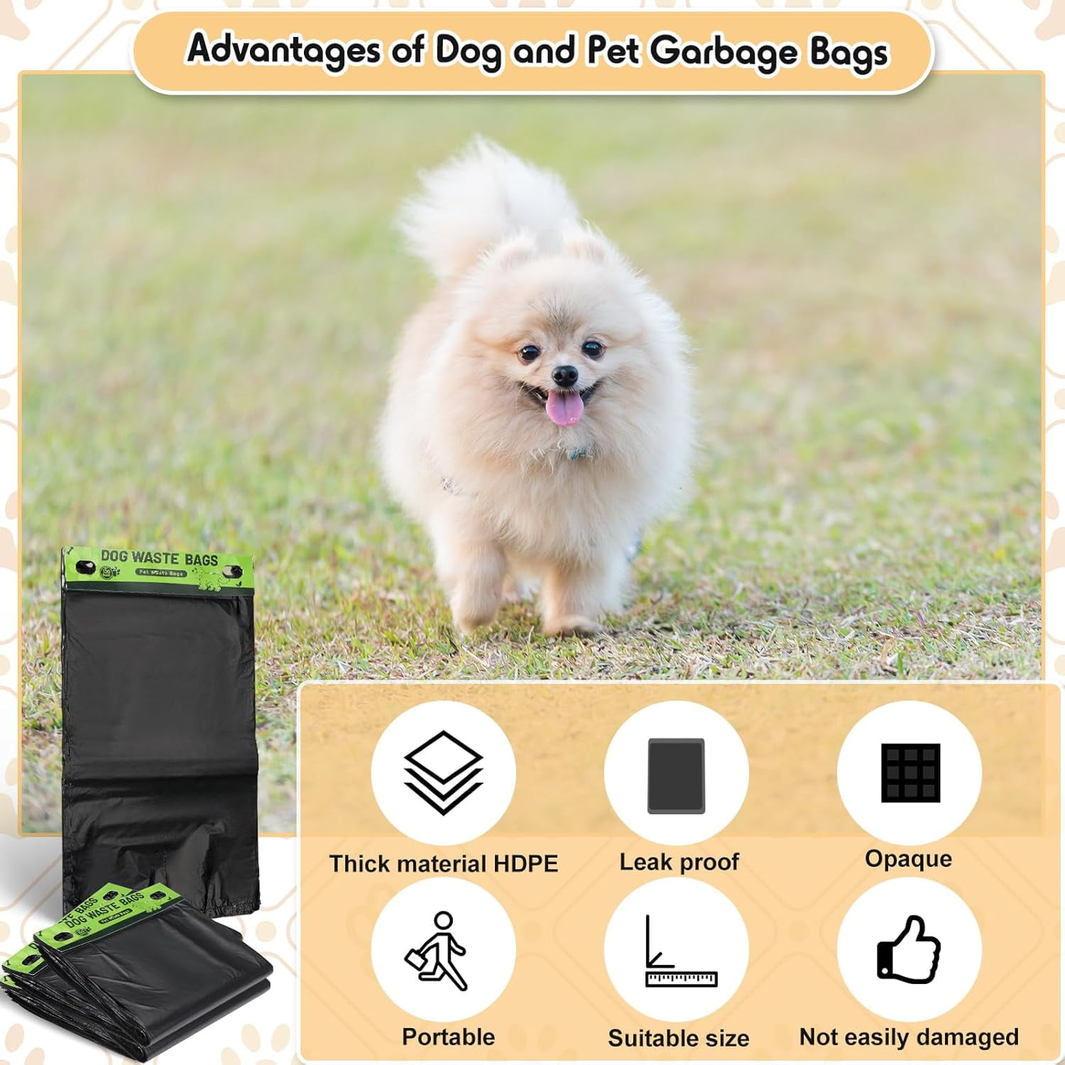 Pet Waste Bags Bulk, 2500 Pack Leakproof Easy Single Pull Bags for Poop Station Dispenser, Fit Hang Hole for Home and Outdoor Use