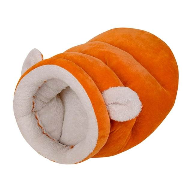 Accesorio para caseta de dormir para perros, cojín Comft, nido de cama para gatos semicerrado de felpa Naranja S Yuyangstore Cama nido