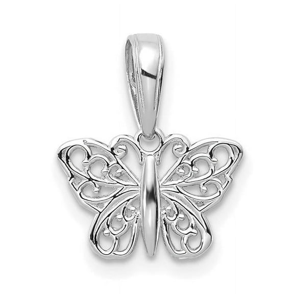 Finest Gold 14K White Gold Polished Filigree Butterfly Charm