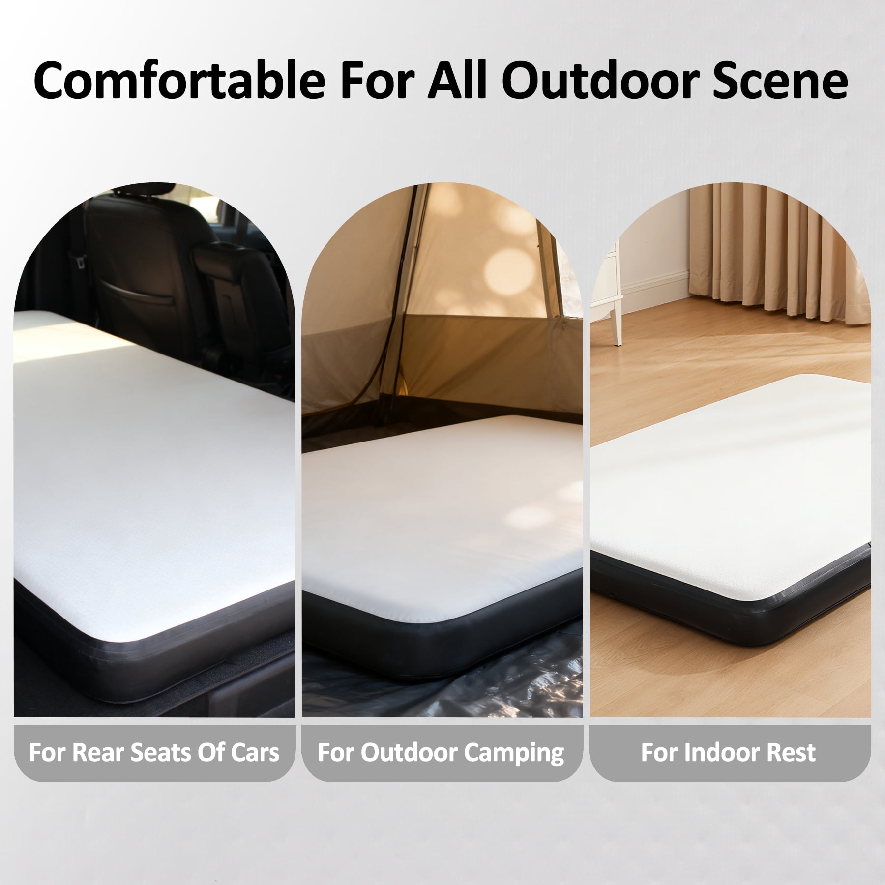 OZVMZQ Twin Size Inflatable Air Bed Mattress, 6'' Elevated Pad, with Pump, White, Hypo-Allergenic, Portable, Outdoor Camping Mat