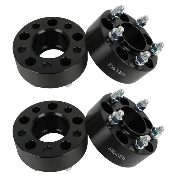 POLARPRA 4PCS Wheel Spacers 2 inch 5x4.5,1/2-20 Studs 71.5mm Hub Bore,Black Wheel Adapters
