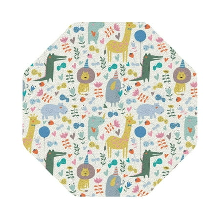 

Pofeuu Cartoon Animals Print Leather Coasters Set of 6 Round Cups Mugs Mat Pad for Home Kitchen Heat Resistant Drink Coasters Octagon