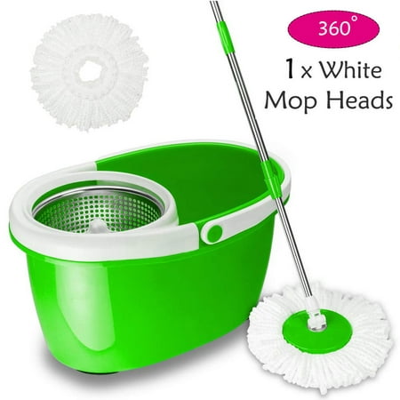 Hommoo 360° Spin Mop with Stainless Steel Bucket System, Microfiber Spinning Mop for Hardwood Laminate Floor, Adjustable Aluminum Handle Rotatable Magic Mop for Home Kitchen Floor Cleaning, (Best Microfiber Mop For Laminate Floors)