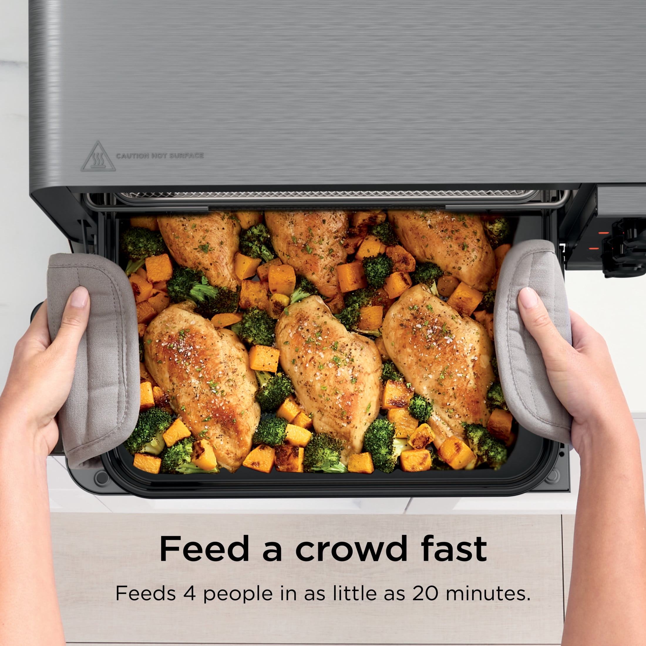 Ninja Flip Toaster Oven & Air Fryer, 6-in-1, Flip Up & Away for Storage, Roast, Toast, Bake & More, SP050 Silver