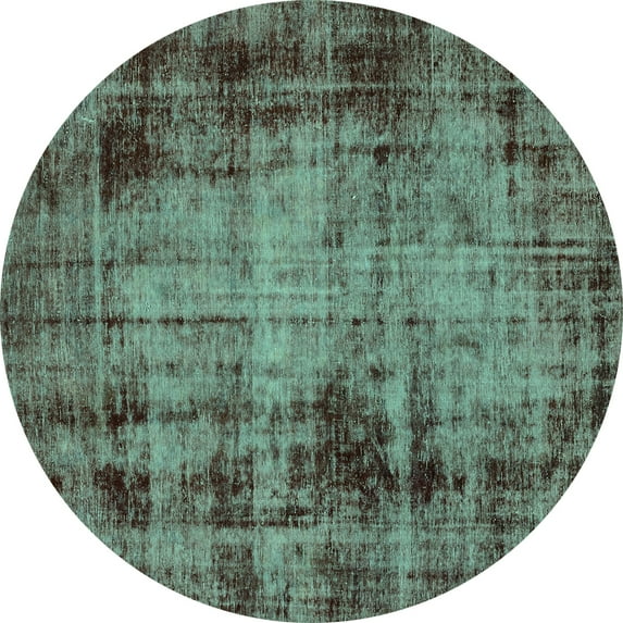 Ahgly Company Indoor Round Abstract Turquoise Blue Modern Area Rugs, 6' Round