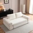 thumbnail image 3 of 81" Convertible Sofa Bed, 3-in-1 Folding Floor Couch, Corduroy Fold Out Sleeper Futon Mattress with Pillows, Boneless Lounge Loveseat for Living Room, Beige, 3 of 11