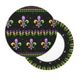 thumbnail image 3 of Goofa Mardi Gras Fleur de Lis Printed Stool Covers Round, Waterproof Round Bar Stool Covers Anti-Slip Round Bar Stool Seat Cover with Elastic Bands Durable -14 inch, 3 of 7