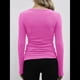 thumbnail image 4 of Camisetas Básicas Ajustadas Informales de Cuello Redondo y Larga Acanaladas para Mujer Rosa Brillante L, 4 of 6