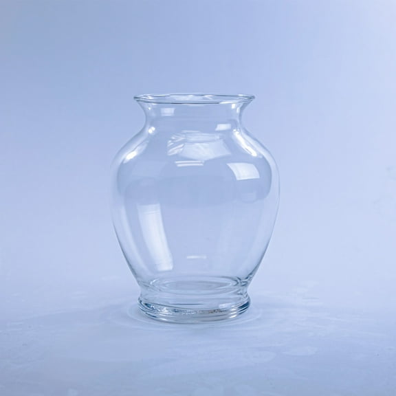 WGV Clear Dunham Urn Vase, Machine Blown - 6" Wide x 7.5" Height, Good quality, Heavy Weighted Base - 1 Pc
