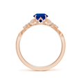 thumbnail image 2 of ANGARA Lab Grown 1 Ct Blue Sapphire Engagement Ring with Leaf Motifs for Women in 14K Rose Gold (Size-6mm) | September Birthstone, Anniversary, Jewelry Gift for Women | Lab-Grown Blue Sapphire Ring, 2 of 8