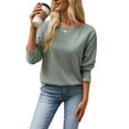 thumbnail image 2 of Wevis Round Neck Knit Autumn Pullover for Women Long Sleeve Basic Casual Tops Casual Loose Sweater, 2 of 7