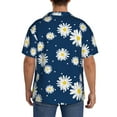thumbnail image 5 of Vsdgher Daisies Flowers Print Men's Wrinkle Free Untucked Cuban Shirt Business Casual Button Down Shirts Short Sleeve Shirt, 5 of 7