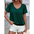thumbnail image 4 of Camisetas Casuales de Verano para Mujer, Camisetas de Corta con Cuello en V, Camisetas Verde Tinta L, 4 of 7
