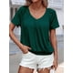 thumbnail image 4 of Camisetas Casuales de Verano para Mujer, Camisetas de Corta con Cuello en V, Camisetas Verde Tinta L, 4 of 7