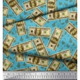 thumbnail image 2 of Soimoi Cotton Voile Fabric Dollar Currency Note & Leaves Print Fabric by The Yard 42 Inch Wide, 2 of 3