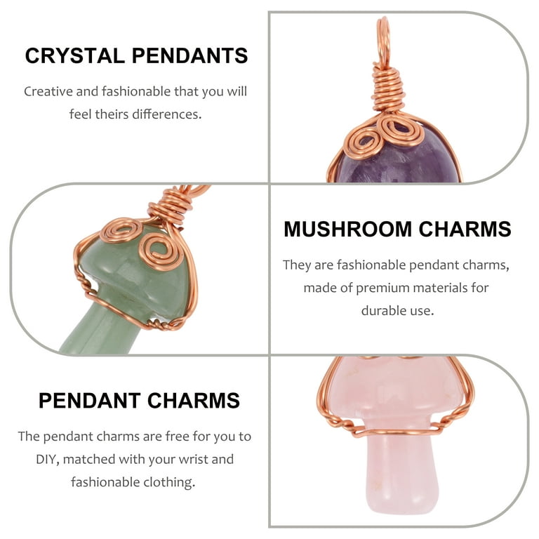 12 Pcs Crystal Mushroom Pendant Pendant for Jewelry Making Charms