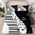 thumbnail image 2 of Manfei Teens Piano Music Twin Sheet Sets, Geometric Stripes Twin Fitted Sheet, Black White Musical Note Flat Sheet, Ultra Soft Home Decor, 3pcs, 2 of 7