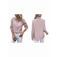 thumbnail image 3 of Camisas con Botones para Mujer, Blusas de Larga, Blusas Casuales Lisas para Oficina y Trabajo Rosa XL, 3 of 7