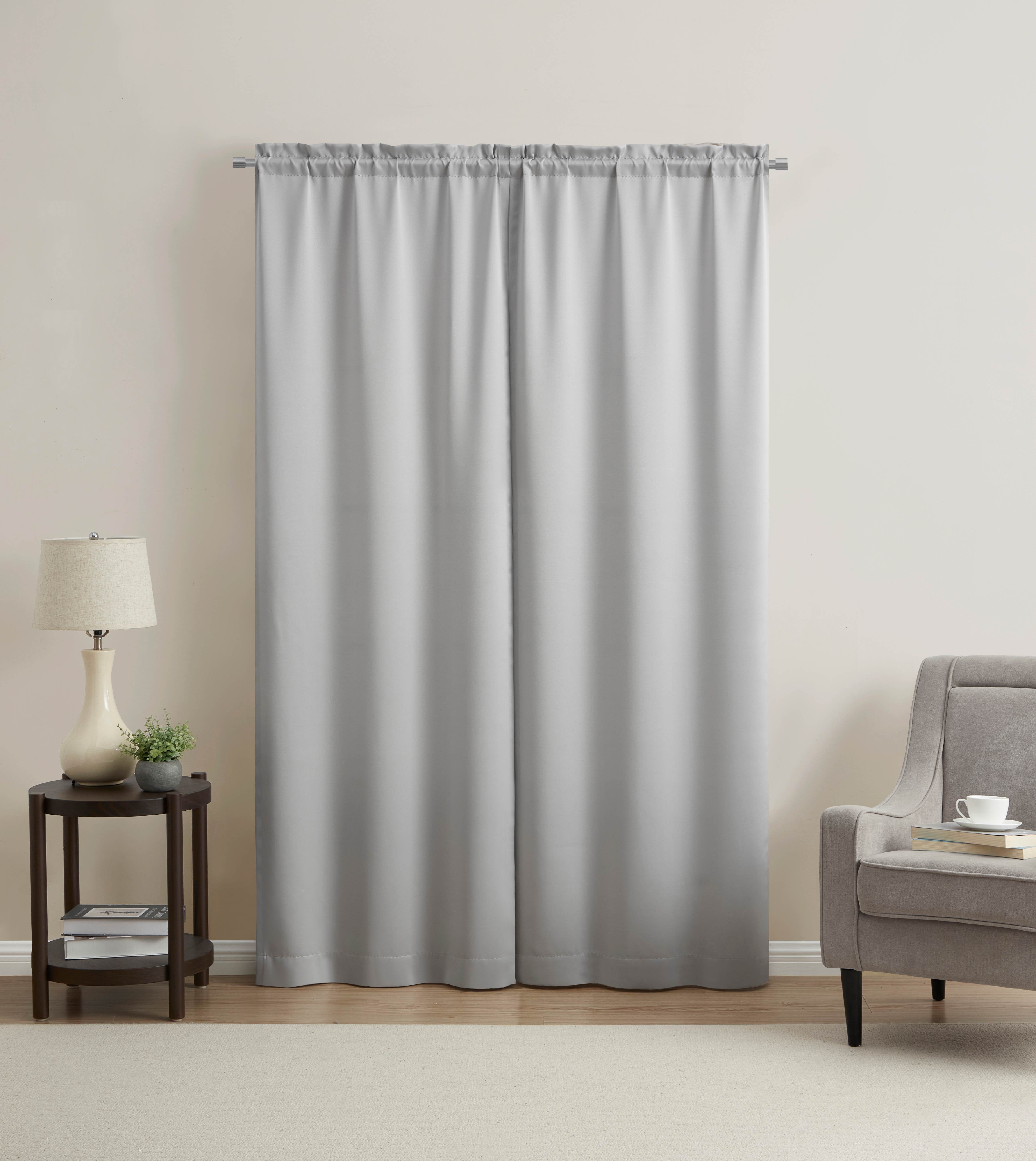 Mainstays Blackout Curtain Panel Pair, Set of 2, Grey Dawn, 30"W x 84"L