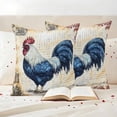 thumbnail image 3 of Retro Blue Rooster Pillow Covers 2 Pack Farmhouse Pastoral Elegant Animal Chicken Country Pillowcase Waterproof Outdoor Throw Pillow Cover for Patio Garden Square Cushion 24”x24”, 3 of 9