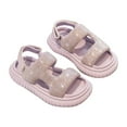 thumbnail image 1 of GiLiling Girls Sandals, Rhinestone-Embellished Hook-and-Loop Quarter Strap Open Toe Platform Sandals, Non-Slip Rubber Sole Summer Shoes (Purple, 10-10.5 Years), 1 of 7