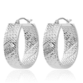 thumbnail image 3 of 14K Solid White Gold Oval Medium Hoop Earrings, 3 of 10