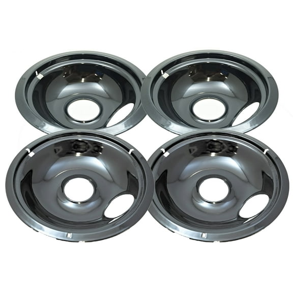 Black Porcelain Drip Bowl 4 Pk for Whirlpool, (2) 6" 93169204B, (2) 8" 93169205B